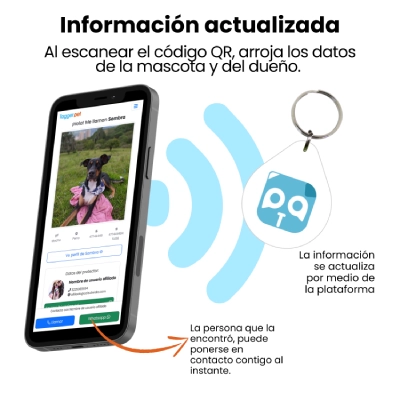 información actualizada con la placa con qr tagger pet